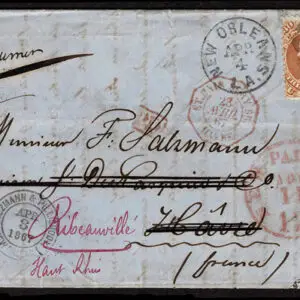 Lot 115 - UNITED STATES Used to France: 1861 to 62 30c orange - Image 1