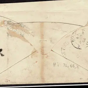 Lot 116 - UNITED STATES Used to France: 1861 - 63, 30c, 10c and 5c all tied on envelope (5c, 10c folded over) - Image 2