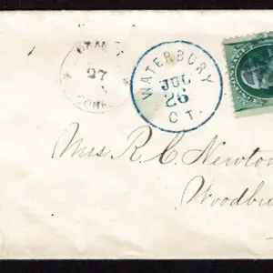 Lot 117 - UNITED STATES: WATERBURY BLUE COVER;  Garden Paths  Type III  on 1873  3c green cover: BLUE Rohlof D-3 (RRRR) - Image 1
