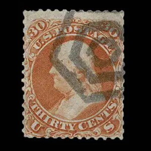 Lot 118 - UNITED STATES: 1861 30c orange with black New York Foreign Mail Geometric cancellation - Image 1