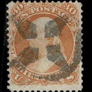 Lot 121 - UNITED STATES: 1861 30c orange with black New York Foreign Mail "Four Point Star inside Circle" cancellation - Image 1