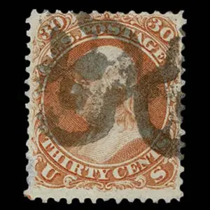 Lot 123 - UNITED STATES: 1861 30c orange with black New York Foreign Mail "Pictoriai" cancellation - Image 1