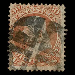 Lot 127 - UNITED STATES: 1861 30c orange, black New York Foreign Mail "Four Segment" cancellation - Image 1