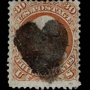 Lot 133 - UNITED STATES: 1861 30c orange, black New York Foreign Mail "Solid Heart" cancellation - Image 1