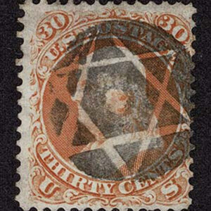 Lot 147 - UNITED STATES: 1861 30c orange, used with crisp black negative New Haven CT "Star of David" cancellation - Image 1