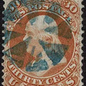 Lot 148 - UNITED STATES: 1861 30c orange, used with blue "Circle of Wedges", cancellation - Image 1