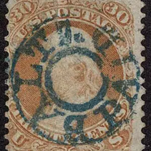 Lot 150 - UNITED STATES: 1861 30c orange, used blue double circle "BALTO PAID"  cancellation - Image 1