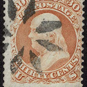 Lot 152 - UNITED STATES: 1861 30c orange with black Circle of 8 Diamonds cancellation - Image 1