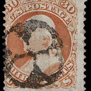Lot 153 - UNITED STATES: 1861 30c orange with black negative "Cross Inside Circle" cancellation - Image 1