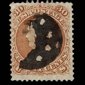 Lot 156 - UNITED STATES: 1861 30c orange with black "Crescent Moon"  cancellation - Image 1