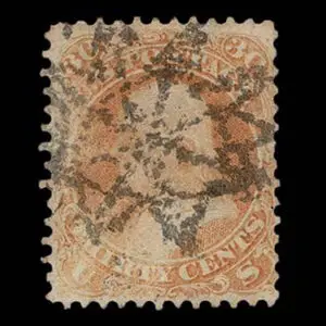 Lot 157 - UNITED STATES: 1861 30c orange with black multi-pointed star type cancellation - Image 1