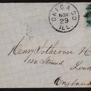 Lot 162 - UNITED STATES Used to England: 1869 12c green,  lovely well centered copy tied on neat quadrille envelope - Image 1