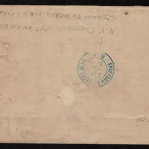 Lot 163 - UNITED STATES: Germany to Mexico via the United States; 1870; 3c green 2 copies tied by segmented cross - Image 2