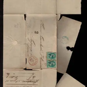 Lot 163 - UNITED STATES: Germany to Mexico via the United States; 1870; 3c green 2 copies tied by segmented cross - Image 3