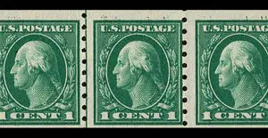 Lot 168 - UNITED STATES: 1912 1c green perf 8 1/2 Vertically, Four Guidline Strips of Five - Image 1