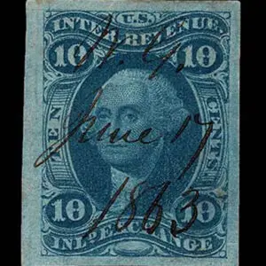 Lot 177 - UNITED STATES: Revenues: International Exchange; 1862 - 71, 10c blue - Image 1