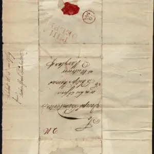 Lot 001 - UNITED STATES: Stampless; May 16, 1769  folded letter sheet bearing large red two line PHILA / DELPHIA origin - Image 2