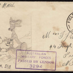 Lot 209 - AUSTRALIA; WWII Military Mail; 1944 Hand-drawn commentary  using "Mickey Mouse, Donald Duck and a Kangaroo" - Image 1