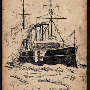 Lot 213 - CANADA: 1905 Hand-drawn picture of the H.M.S. Ariadne (M65) on postcard - Image 1