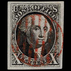 Lot 252 - SPERATI Reproduction: 1847 10c black grid cancel - Image 1