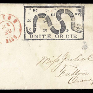 Lot 257 - UNITED STATES: Forgery; 1870  "Unite or Die" Snake with 1870, 3c green, H grill, N.B.N.C. - Image 1