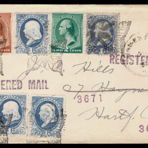 Lot 258 - UNITED STATES: Forgery; Four different genuine Bank Note stamps "tied" on 1c entire by delicate butterfly cancels - Image 1