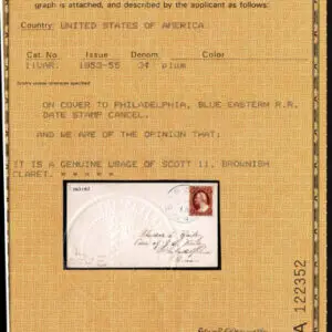 Lot 026 - UNITED STATES: 1853-55, 3c brownish claret position 49R6 - Image 3