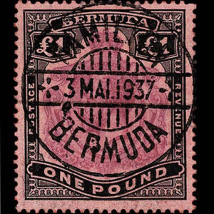 Lot 291 - FORGERIES & FANTASIES: Bermuda; 1918 King George V ?1 purple & black on red "socked on nose" - Image 1