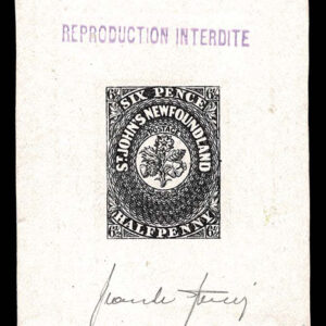 Lot 295 - FORGERIES & FANTASIES:  Newfoundland  6 and /12 Pence: Type A  Die Proof in black - Image 1