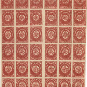 Lot 304 - FORGERIES & FANTASIES:  Newfoundland 1857 4p scarlet vermilion SHEET of 36 - Image 1