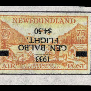 Lot 306 - FORGERIES & FANTASIES:   Newfoundland  Air post 1933 Balbo $4.50 on 75c bistre - Image 1