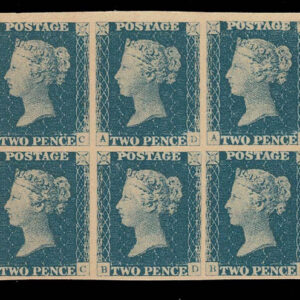 Lot 311 - FORGERIES & FANTASIES: GREAT BRITAIN 1847 2p pale blue BLOCK OF SIX on thick paper - Image 1