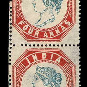Lot 314 - FORGERIES & FANTASIES: India : 1854 4a blue and red Vertical Pair - Image 1