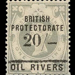 Lot 317 - FORGERIES & FANTASIES: Niger Coast Protectorate: 1893 20 sh on 1 sh, black surcharge - Image 1