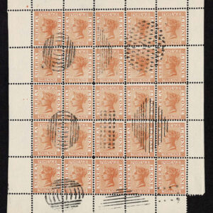 Lot 319 - FORGERIES & FANTASIES: Sierra Leone, 1892 3p orange yellow Spiro Complete Sheet of 25 - Image 1