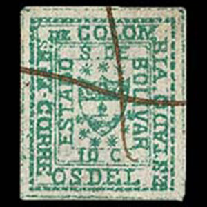 Lot 322 - SPERATI: Columbia-Bolivar. 1863-1866, 10c green - Image 1