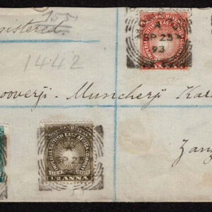 Lot 340 - BRITISH EAST AFRICA (K.U.T.): 1890 - 95. 1/2a, 1a. 2a. 2 1/2a each tied by MOMBASA SP 23 95 - Image 1
