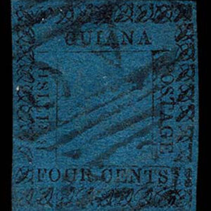Lot 341 - BRITISH GUIANA: 1862 Provisional 4c black on blue - Image 1
