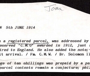 Lot 350 - BRITISH SOLOMON ISLANDS: Used to London, 1910 5sh green on yellow TOP SHEET MARGIN PAIR with guide mark - Image 3