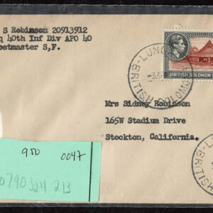 Lot 363 - BRITISH SOLOMON ISLANDS:  1913 to 1935 George VI Issues; 180+ covers running the gamut of the pre and post war issues - Image 137