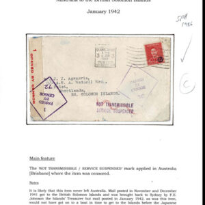 Lot 364 - BRITISH SOLOMON ISLANDS:1942 & 2000;  8 covers.  Service Suspended WWII 6 covers - Image 1