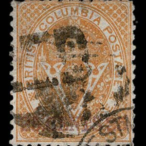 Lot 368 - BRITISH COLUMBIA: 1869 25c on 3p orange - Image 1