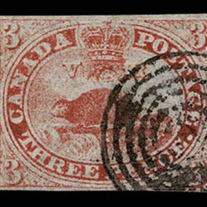 Lot 374 - CANADA: 1851 3p orange vermilion "Beaver", 1852 Quebec target cancel - Image 1