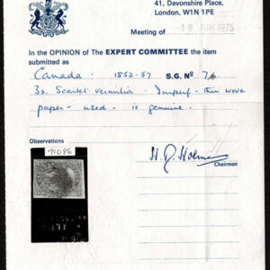 Lot 378 - CANADA: 1852, 3d orange red "Beaver", thin paper - Image 3