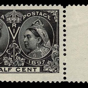Lot 387 - CANADA: 1891 1/2c black Diamond Jubilee, right sheet margin copy - Image 1
