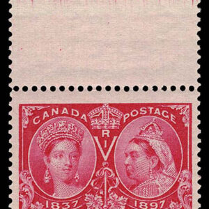 Lot 389 - CANADA: 1897 3c bright rose, Diamond Jubilee, Top Sheet Margin Copy - Image 1
