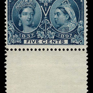 Lot 390 - CANADA: 1897 5c deep blue Diamond Jubilee bottom sheet margin copy - Image 1