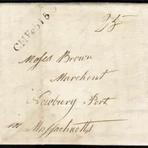 Lot 004 - UNITED STATES, Stampless, 1799, straight line hand stamp "CHFeb15" (Charleston) on neat, readable folded letter - Image 1