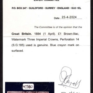 Lot 409 - GREAT BRITAIN: 1884, ?1 brown lilac,crisp SOUTH AUDLEY ST NO4 - Image 3