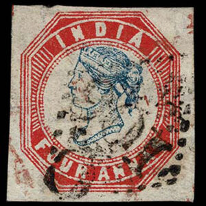 Lot 418 - INDIA: 1854 4a blue & red, Head die III - Image 1
